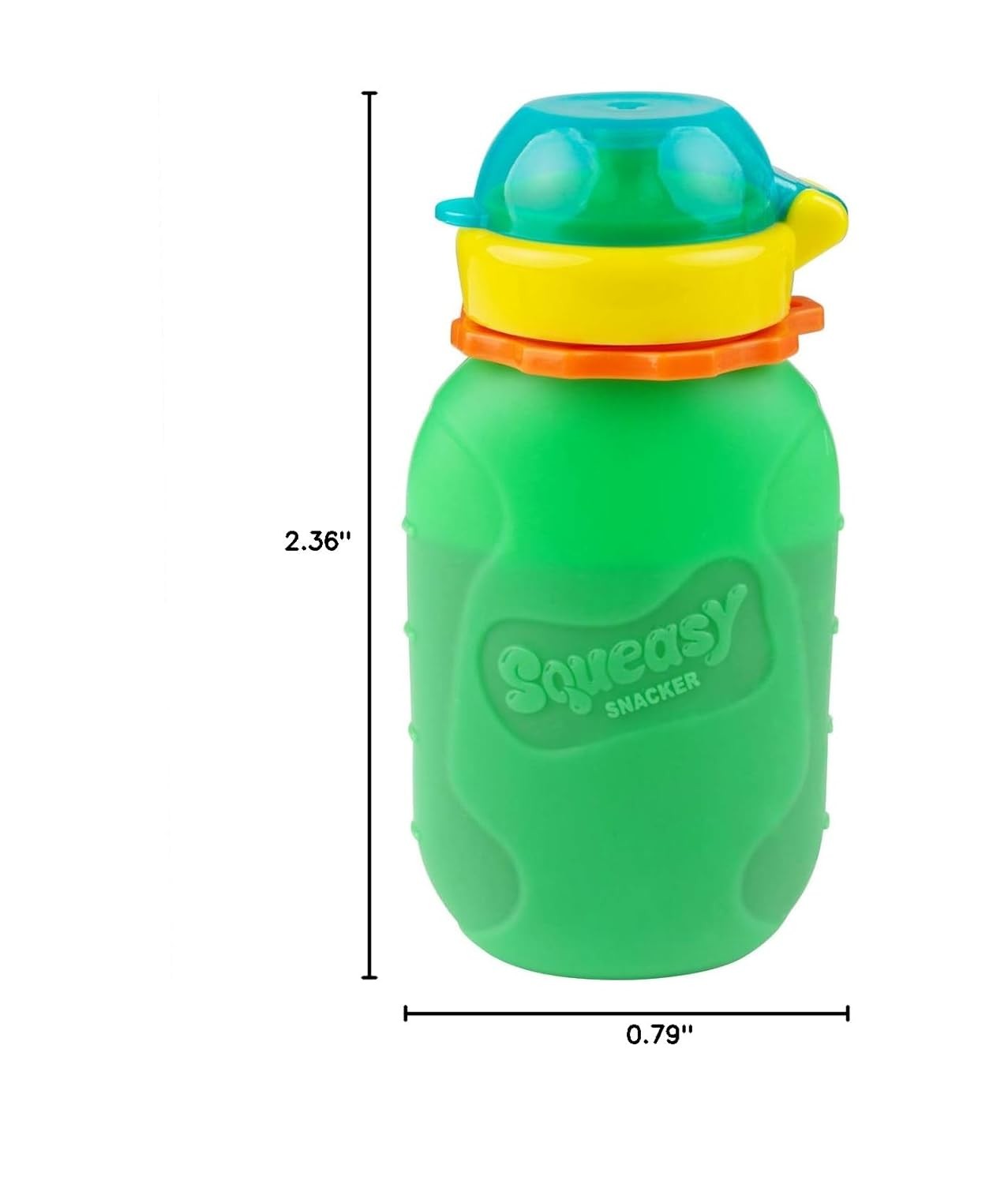 Green 6 oz Squeasy Snacker Spill Proof Silicone Reusable Food Pouch - 