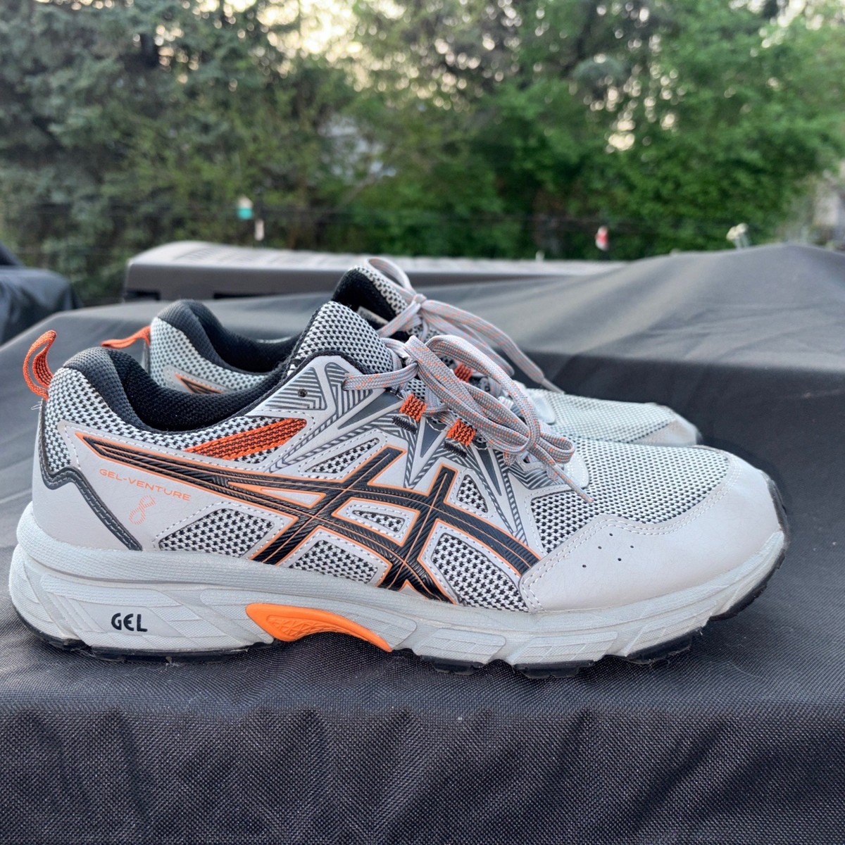 Asics Gel Venture 7 Athletic Shoes Men 10.5 Extra WIDE Grey Orange