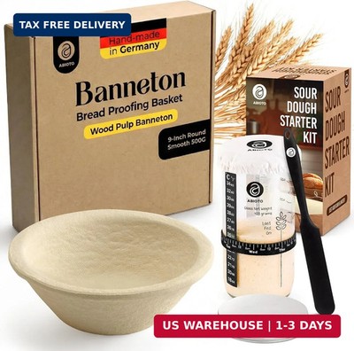 Sourdough Starter Kit and 1.1 LB Round Wood Pulp Banneton (Made in Germany) with