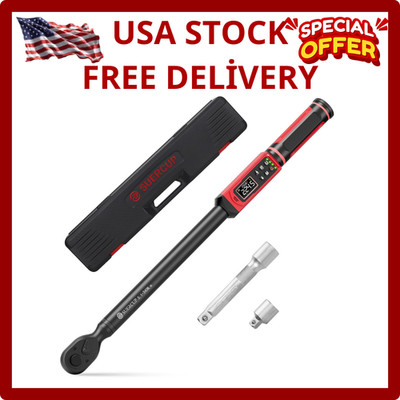 Digital Torque Wrench 8Ft 1 2 inch 1% Accuracy 250.8Ft.Lb 340Nm Led 8-250 Buzzer