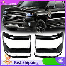 Headlight Trim Bezel Cover For Chevy Silverado 1500 2016-2018 Black Lhrh Pair