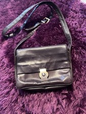 Perlina brownish black leather crossbody shoulder bag