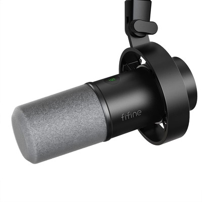 Dynamic Podcast Microphone with Mute Control & Headphone Monitoring Jack - Black
