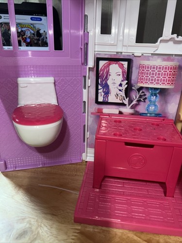 Barbie Glam Getaway Portable House Pink N White Fold Up Playset Mattel 2014 - Picture 5 of 8