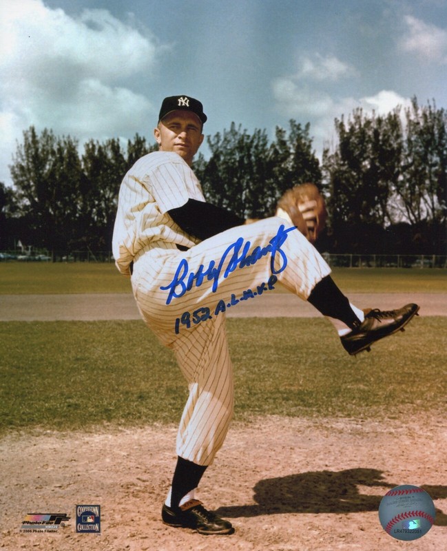 BOBBY SHANTZ signed New York Yankees 1957-60 Photo in action AS WS MVP  COA