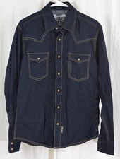 Wrangler Men's Retro Two Pocket Long Sleeve Snap Shirt Denim Size Medium