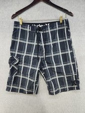 HURLEY Board Shorts Mens Size 30 Red Plaid Beach Swim Trunks Casual