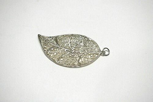Anhänger Silber Blatt Filigran Metall Silber Natur - Bild 10 von 11