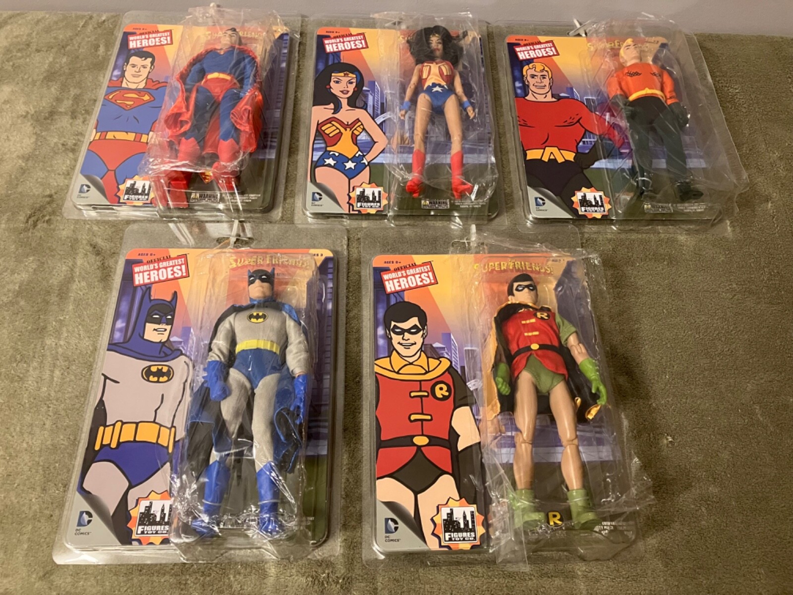 Figures Toy Company SUPER FRIENDS set of 5 MOC 8” Superman Batman