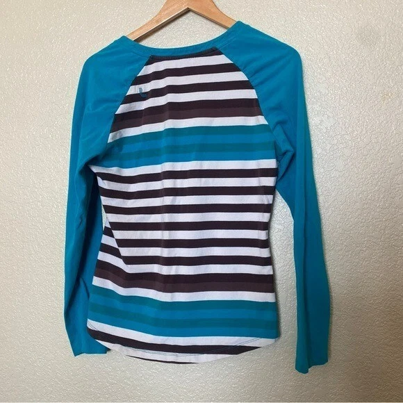 lole long sleeved henley stripes activewear shirt