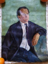 Vintage Original Painting Portrait man Tereshchuk USSR Soviet Socialist realism