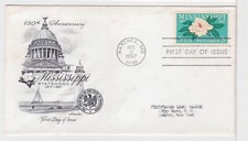 TurtlesTradingPost- Mississippi 150 Anniversary #1337 1967 FDC- Artmaster Cachet