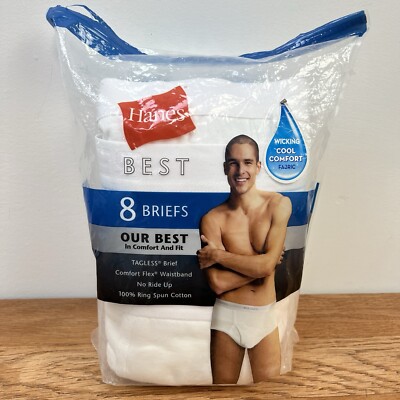 Hanes 8 Pack Tagless Briefs White Cotton Men's 2xl Underwear NEW
