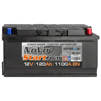 NoVo 12V 120Ah Autobatterie 1100A EN AGM Start-Stop Starterbatterie Wartungsfrei