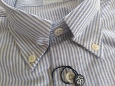 NWOT Brooks Brothers Blue University Stripe Small 15-31 Milano MSRP 140