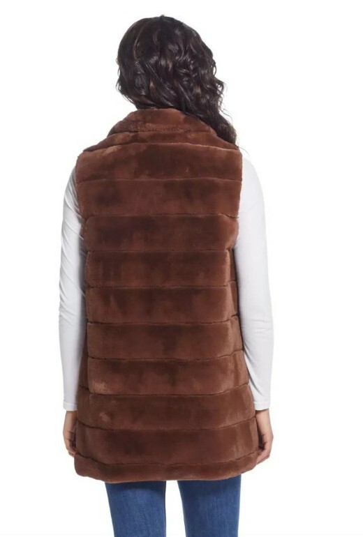 Faux Fur Vest Fell Weste Mink Horizontal Vest With Side Vents
