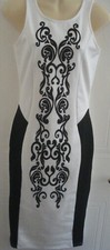 Women's Love Label Bodycon Embroidered Black & White Contrast Dress 8 UK