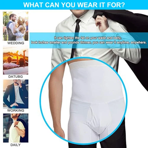 Herren Kompression Hohe Taille Boxershorts Bauch Slim Body Shaper Gürtel Hose US - Bild 5 von 29
