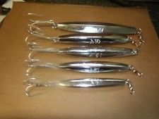 'SMOOTH" DIAMOND JIGS POLISHED CHROME w/ 3-x treble hook 1oz to 12oz 5pk