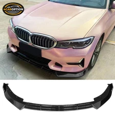 Fits 19-22 BMW G20 3-Series Sport Line Front Bumper Lip Spoiler PP Gloss Black