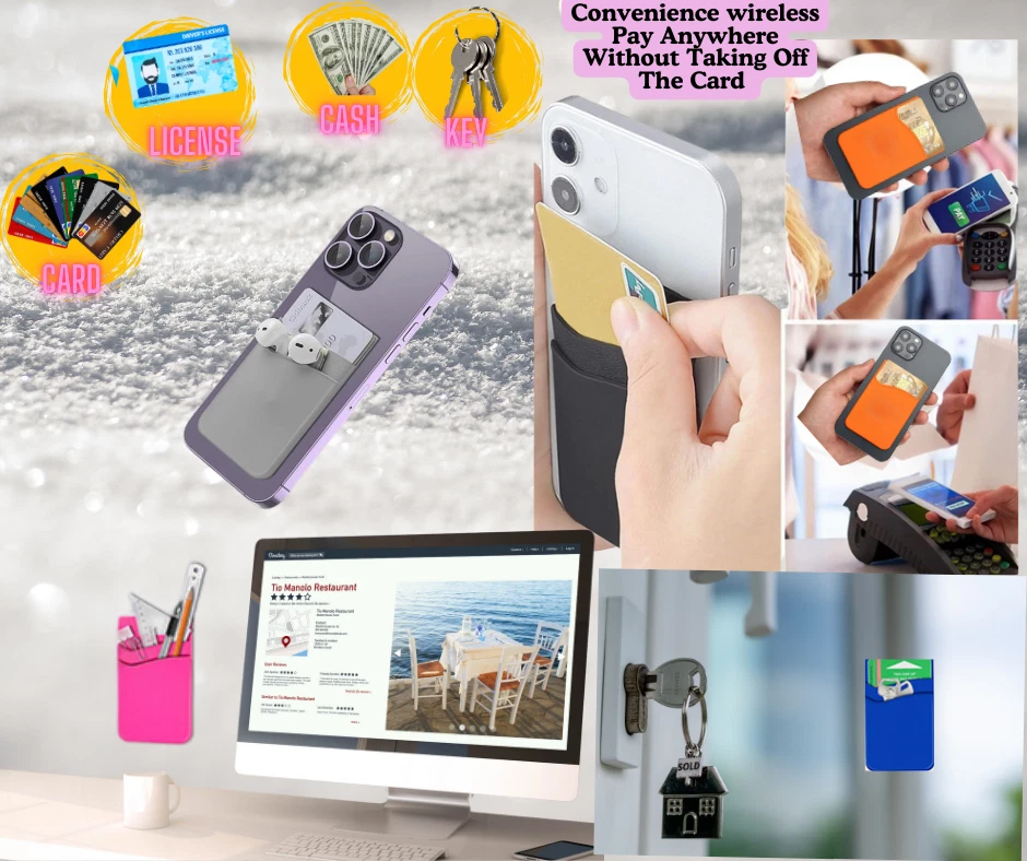 Phone Wallet Stick-On-Multi-Use Silicone Card Holder,Purple+RosePink+Orange 3Pcs - Image 4 of 4
