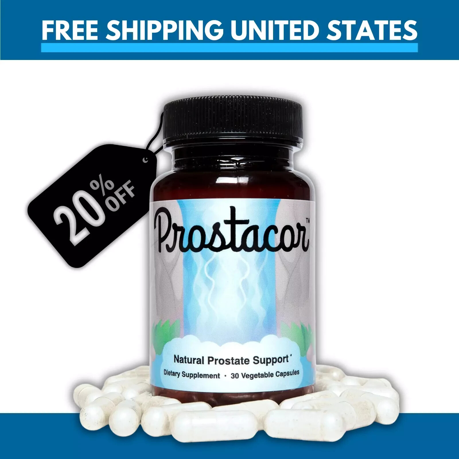 Prostacor - Natural Prostate Support Supplement - Non-GMO Vegan Gluten-Free