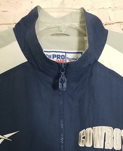 Vintage 90's Pro Line Reebok Dallas Cowboys Full Zip Jacket NFL Mens L Nylon - Picture 2 of 15