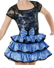 WEISSMAN Girlfriend 9708 Sequin Lace/Satin Ruffle Dress PURPLE BLACK SA S ADULT