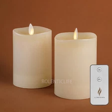Luminara Flameless Unscented Paraffin Wax Candle 2-Pack with Remote Mobile Wick 