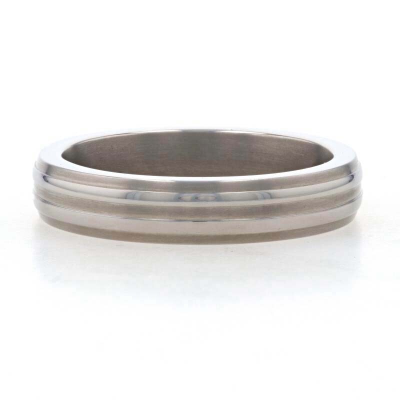 NEW Men's Wedding Band - Titanium & 18k Mon Cheri Ring 7.5 Comfort Fit Striped