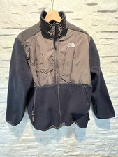 EUC Boy's THE NORTH FACE Polartec Full Zip Jacket Coat Zip Pockets Black Gray XL