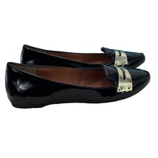 DV BY DOLCE VITA WOMEN'S SIZE 7 BLACK PATENT WITH GOLD LOAFERS