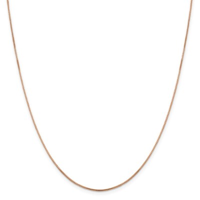 Real 14kt Rose Gold 1mm Sparkle Octagonal Box Chain; 20 inch