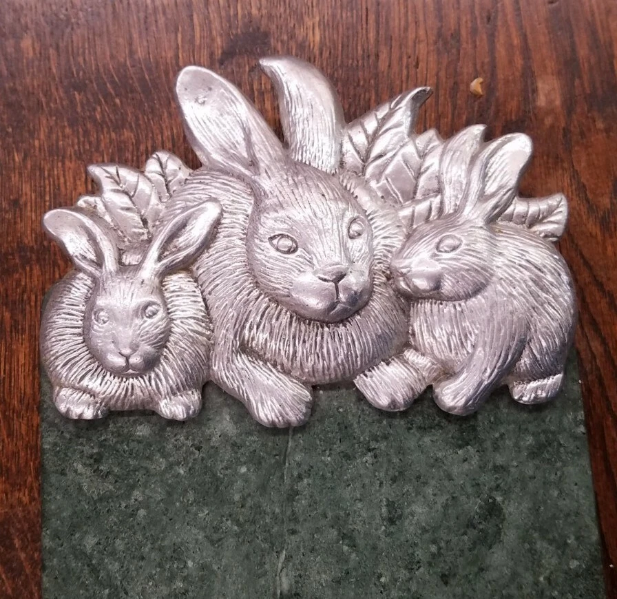 Arthur Court Rabbit Bunny Green Marble Cheese Cutting Board Serving Tray 1986 - Image 2 of 4
