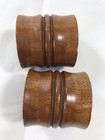 Set of 2 Dark Wood Round Napkin Rings Kitchen Wear Home Decoration