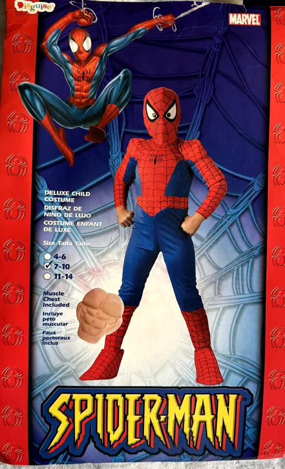Disfraz Spider Man Deluxe CON Músculos, Talla M (7-10), TOTALMENTE NUEVO Foto 2 de 4