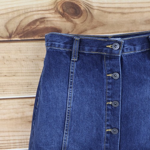 Forever 21 Short Jean Skirt Cut-Off Womens 30 Blue Dark Wash Denim Button Front - Picture 5 of 7