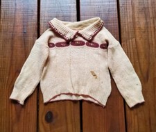 True vintage antique 1930's 30's baby toddler little girls pink flower sweater