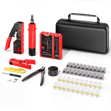 Ethernet Crimping Tool Kit with RJ45 Tester, Punch down Tool, Wire Stripper for