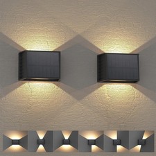 2 Stück Solar Wandleuchte 3000K Up Down 240 Grad IP65 Strahler außen