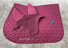 Kentucky Horsewear Classic Saddle Pad Full Jump & Soundless Fly Veil - Bordeaux