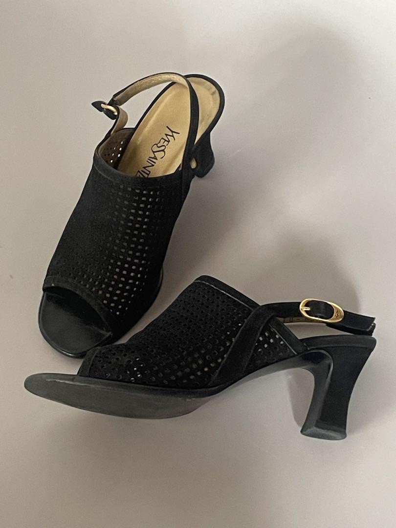 Autentici sandali con tacco Yves Saint Laurent decolte cinturino nero taglia 35 donna