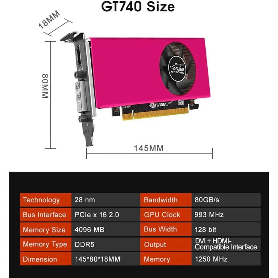 GTX 740 Graphics Card, 4GB GDDR5 128Bit Games Video Card, PCI Express 2.0 - Image 3 of 4