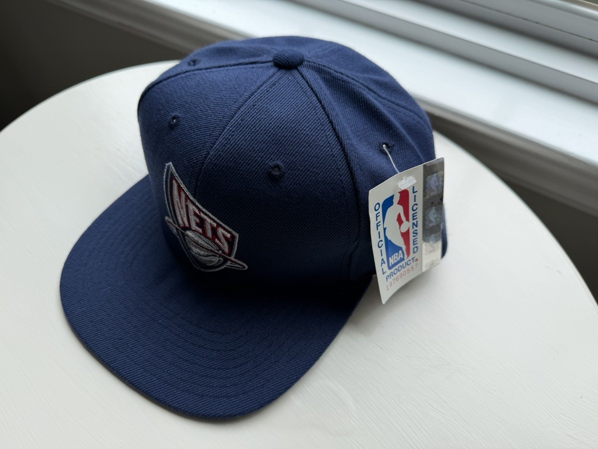Vintage 90s Sports Specialties NJ Nets Blue Dome Wool Snapback Hat