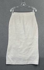 Hobbs Marilyn Anselm Skirt Midi Straight 100% Linen Side Zip Women’s 12 Beige