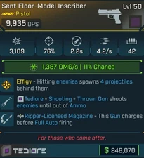 Borderlands 4 🌟 DLC FLOOR MODEL INSCRIBER CORROSIVE 🌟TEDIORE SHOOTING RIPPER🌟