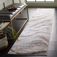 Palma Collection Runner Rug - 2'2" x 9', Beige & Brown, Geometric Design, Ide...