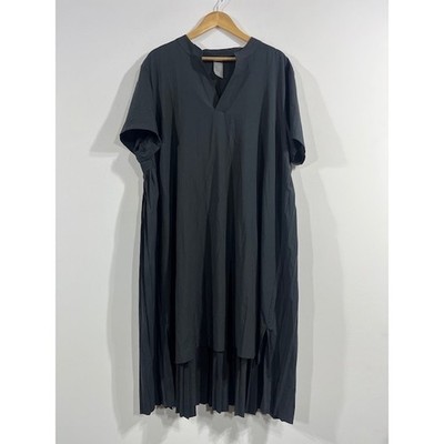 Cotidié Minimalist Avant Garde Womens 3XL Pleated Tiered Midi Dress Lagenlook