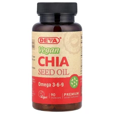 Deva Vegan Chia Seed Oil Omega 3-6-9 90 Vegan Caps Dairy-Free, Egg-Free, Fish