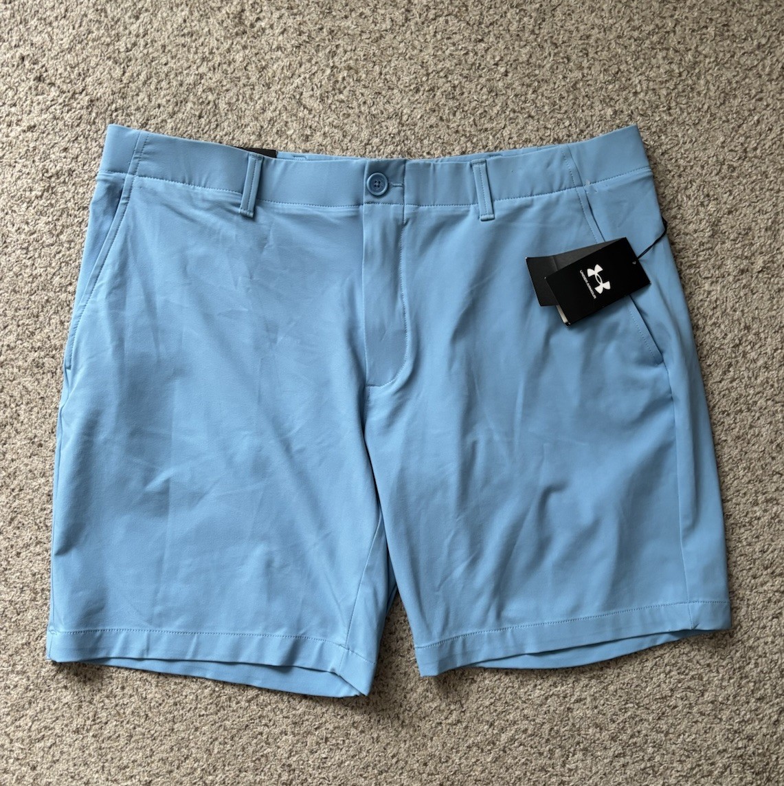 NEW Under Armour Shorts Mens Size 40 Blue Iso-Chill Stretch Golf Shorts UA Storm